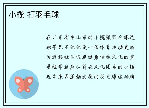 小榄 打羽毛球